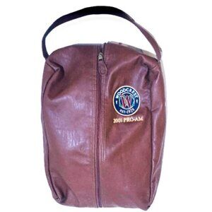 GOLF SHOE BAG VTG WOODCREST LOGO PRO AM 2001 FAUX FUR LEATHERETTE SHOE SEPERATED